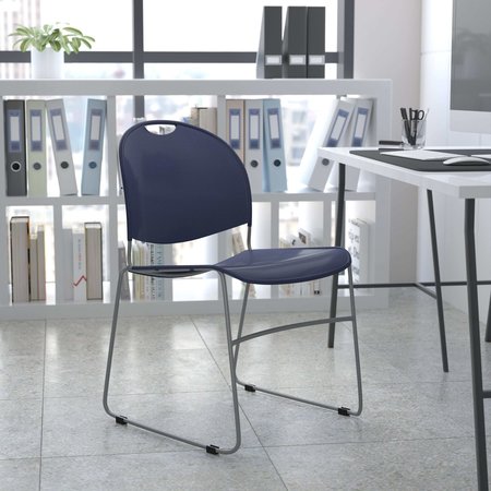 FLASH FURNITURE Navy Plastic Stack Chair RUT-188-NY-GG